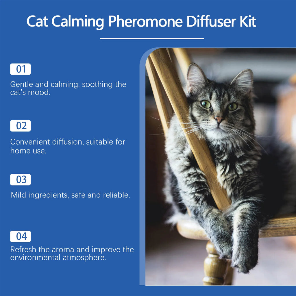 45ml Cat Calming Diffuser Set Pet Cat Estrus Irritability Calming Liquid Multiple Cats Conflict Scratching Mild Pet Supplies