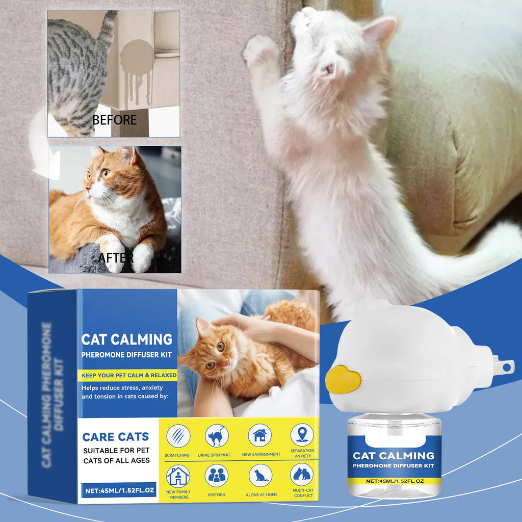 45ml Cat Calming Diffuser Set Pet Cat Estrus Irritability Calming Liquid Multiple Cats Conflict Scratching Mild Pet Supplies